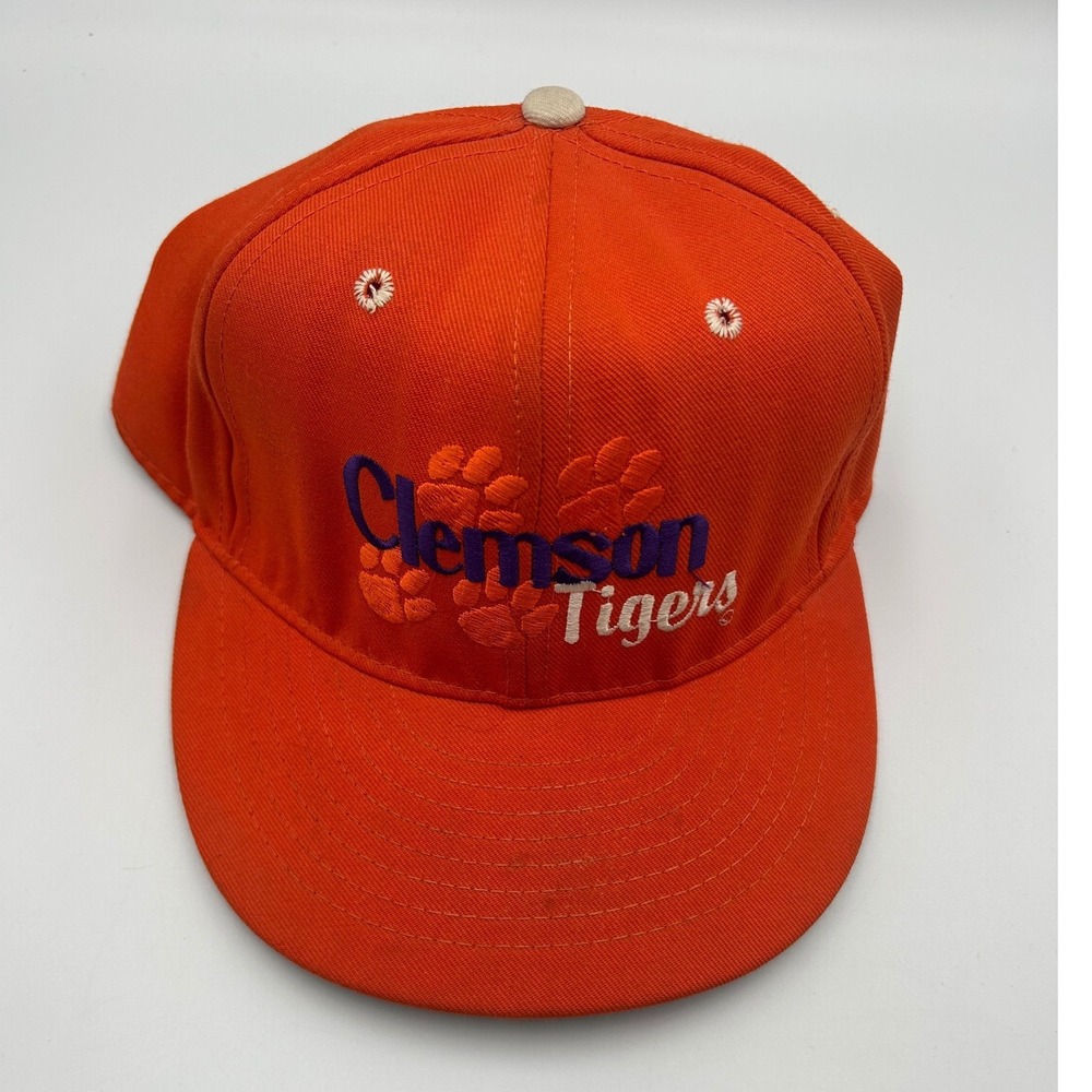 Vintage Clemson Tigers Snapback Hat Orange NCAA College Baseball Cap Green Under - Picture 2 of 5